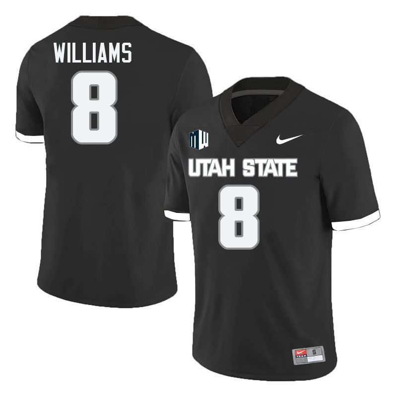 Utah State Aggies #8 Macyo Williams College Football Jerseys Stitched-Black